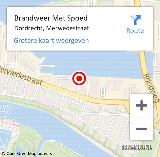 Locatie op kaart van de 112 melding: Brandweer Met Spoed Naar Dordrecht, Merwedestraat op 2 mei 2024 15:58