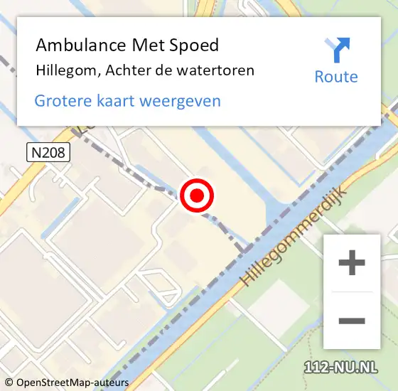 Locatie op kaart van de 112 melding: Ambulance Met Spoed Naar Hillegom, Achter de watertoren op 2 mei 2024 16:01