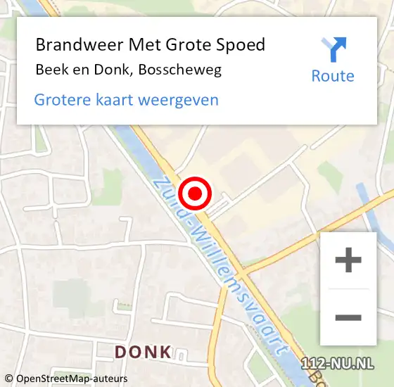 Locatie op kaart van de 112 melding: Brandweer Met Grote Spoed Naar Beek en Donk, Bosscheweg op 2 mei 2024 16:07