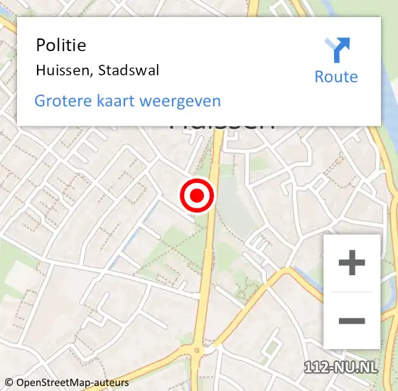 Locatie op kaart van de 112 melding: Politie Huissen, Stadswal op 2 mei 2024 16:20