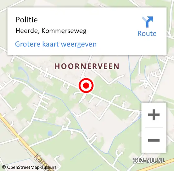 Locatie op kaart van de 112 melding: Politie Heerde, Kommerseweg op 2 mei 2024 16:33