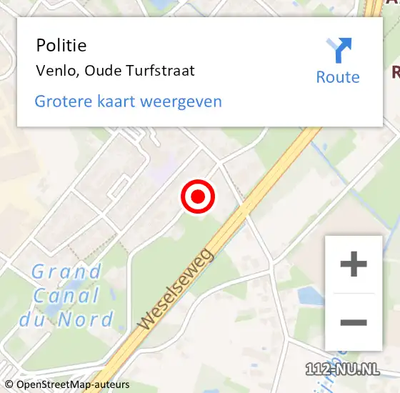 Locatie op kaart van de 112 melding: Politie Venlo, Oude Turfstraat op 2 mei 2024 16:38