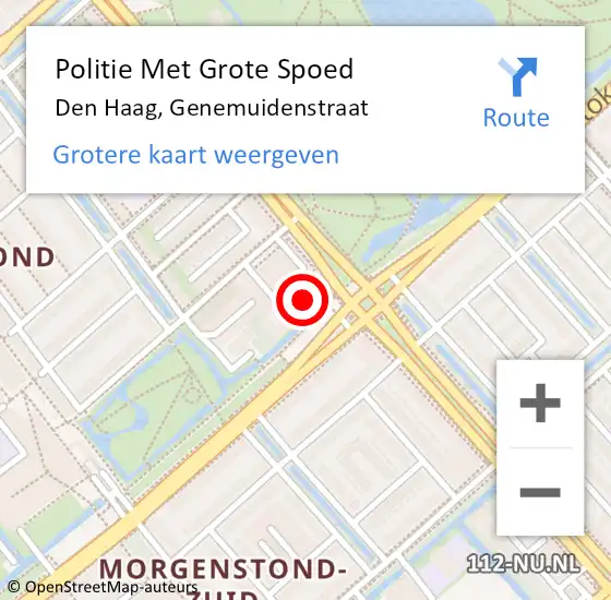 Locatie op kaart van de 112 melding: Politie Met Grote Spoed Naar Den Haag, Genemuidenstraat op 2 mei 2024 16:47