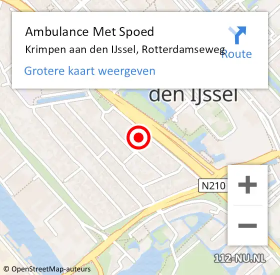 Locatie op kaart van de 112 melding: Ambulance Met Spoed Naar Krimpen aan den IJssel, Rotterdamseweg op 2 mei 2024 16:58