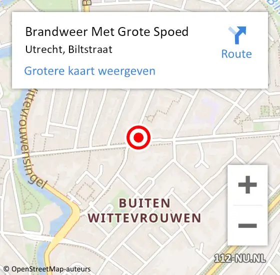 Locatie op kaart van de 112 melding: Brandweer Met Grote Spoed Naar Utrecht, Biltstraat op 2 mei 2024 17:03