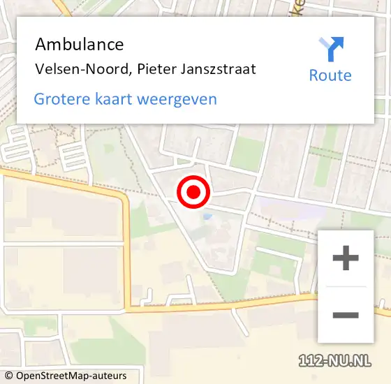 Locatie op kaart van de 112 melding: Ambulance Velsen-Noord, Pieter Janszstraat op 2 mei 2024 17:07