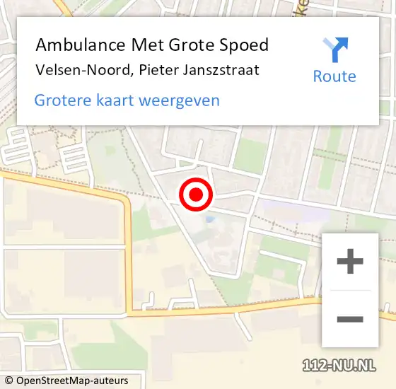Locatie op kaart van de 112 melding: Ambulance Met Grote Spoed Naar Velsen-Noord, Pieter Janszstraat op 2 mei 2024 17:10