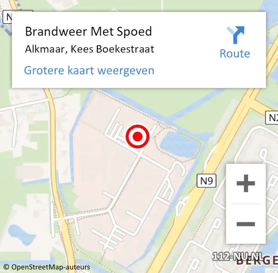 Locatie op kaart van de 112 melding: Brandweer Met Spoed Naar Alkmaar, Kees Boekestraat op 2 mei 2024 17:12