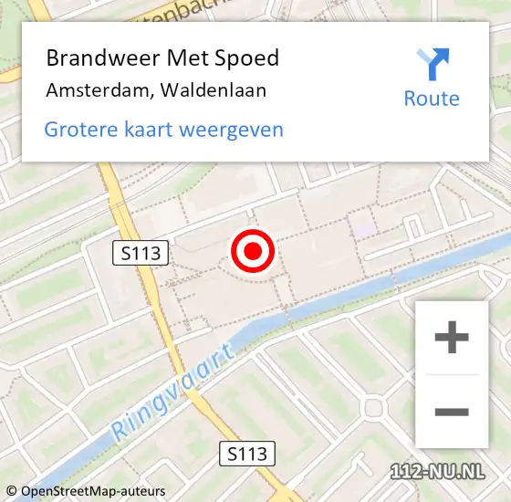Locatie op kaart van de 112 melding: Brandweer Met Spoed Naar Amsterdam, Waldenlaan op 2 mei 2024 17:14