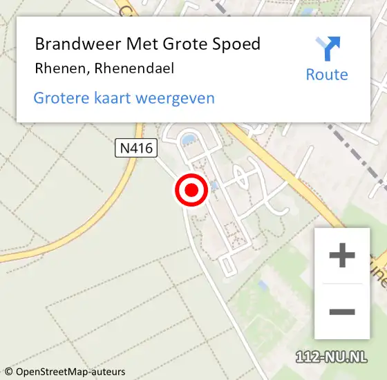 Locatie op kaart van de 112 melding: Brandweer Met Grote Spoed Naar Rhenen, Rhenendael op 2 mei 2024 17:19
