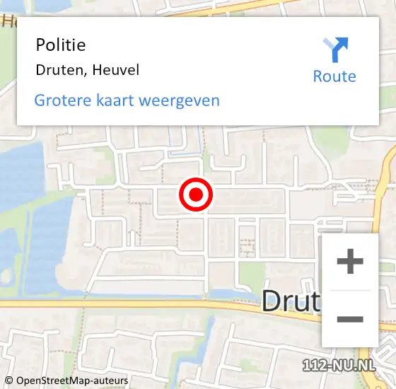Locatie op kaart van de 112 melding: Politie Druten, Heuvel op 2 mei 2024 17:24