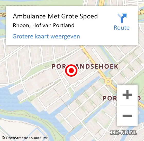 Locatie op kaart van de 112 melding: Ambulance Met Grote Spoed Naar Rhoon, Hof van Portland op 2 mei 2024 17:44