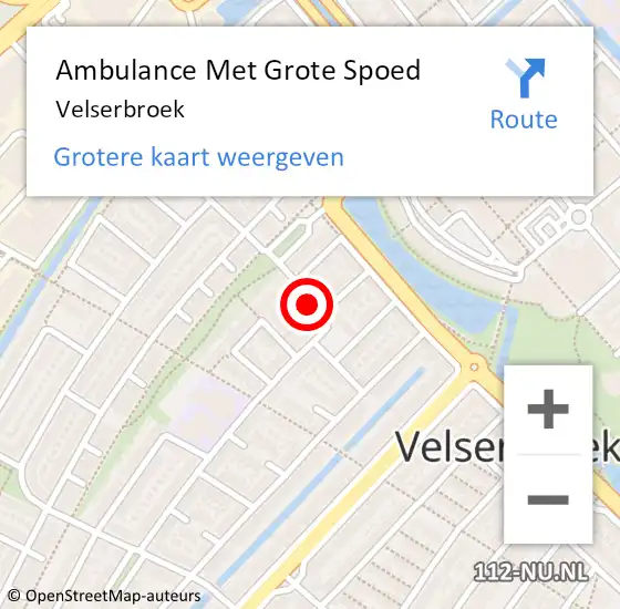 Locatie op kaart van de 112 melding: Ambulance Met Grote Spoed Naar Velserbroek op 2 mei 2024 18:13