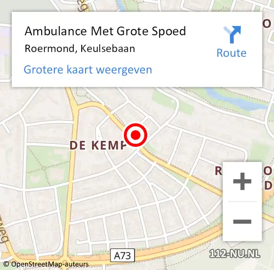 Locatie op kaart van de 112 melding: Ambulance Met Grote Spoed Naar Roermond, Keulsebaan op 2 mei 2024 18:13