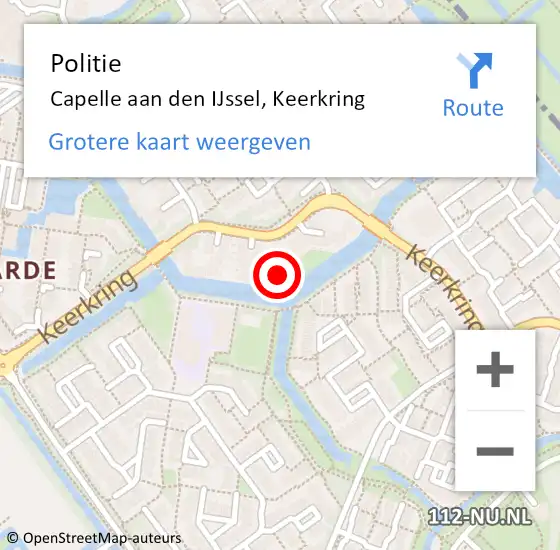 Locatie op kaart van de 112 melding: Politie Capelle aan den IJssel, Keerkring op 2 mei 2024 18:32