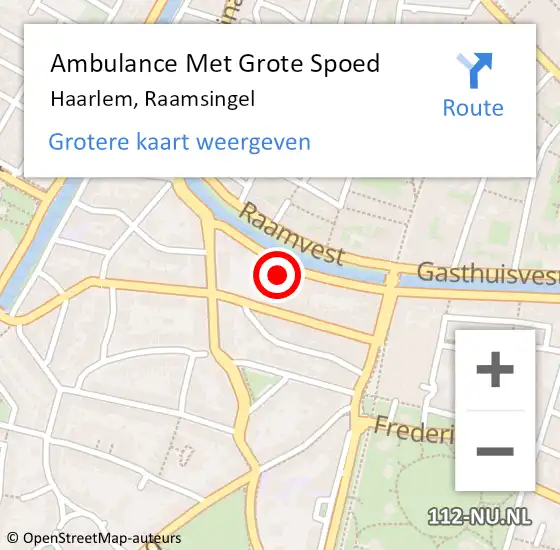 Locatie op kaart van de 112 melding: Ambulance Met Grote Spoed Naar Haarlem, Raamsingel op 2 mei 2024 18:36