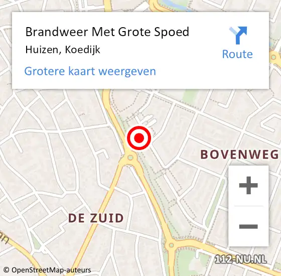 Locatie op kaart van de 112 melding: Brandweer Met Grote Spoed Naar Huizen, Koedijk op 2 mei 2024 18:37