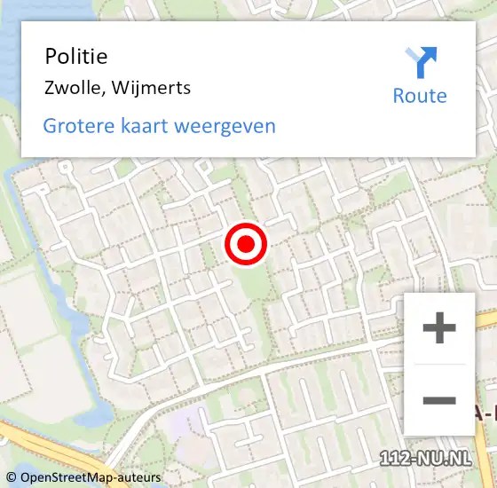 Locatie op kaart van de 112 melding: Politie Zwolle, Wijmerts op 2 mei 2024 18:40