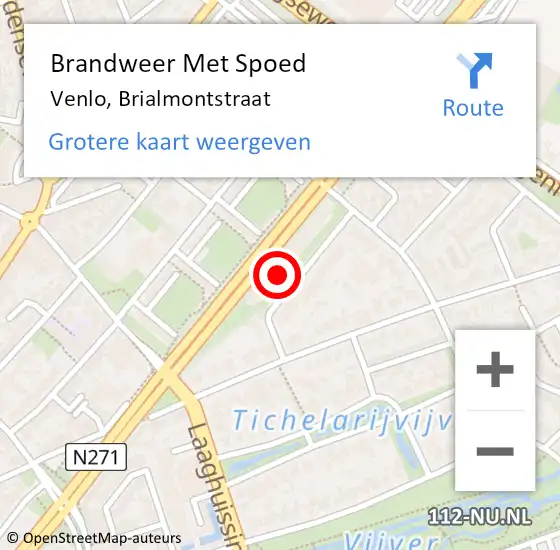 Locatie op kaart van de 112 melding: Brandweer Met Spoed Naar Venlo, Brialmontstraat op 2 mei 2024 18:40