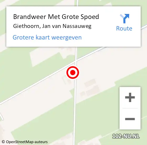 Locatie op kaart van de 112 melding: Brandweer Met Grote Spoed Naar Giethoorn, Jan van Nassauweg op 2 mei 2024 18:46