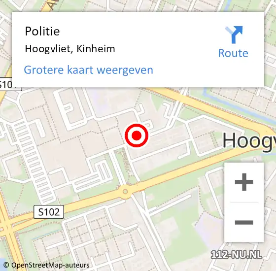 Locatie op kaart van de 112 melding: Politie Hoogvliet, Kinheim op 2 mei 2024 18:49