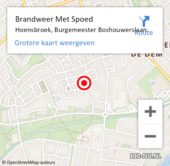 Locatie op kaart van de 112 melding: Brandweer Met Spoed Naar Hoensbroek, Burgemeester Boshouwerslaan op 2 mei 2024 18:50
