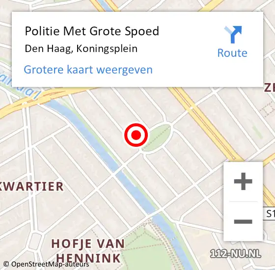 Locatie op kaart van de 112 melding: Politie Met Grote Spoed Naar Den Haag, Koningsplein op 2 mei 2024 18:58