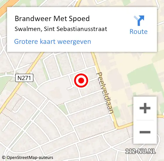 Locatie op kaart van de 112 melding: Brandweer Met Spoed Naar Swalmen, Sint Sebastianusstraat op 2 mei 2024 18:58