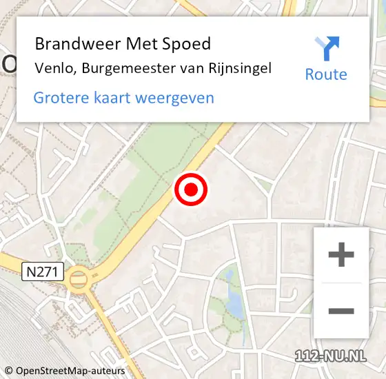 Locatie op kaart van de 112 melding: Brandweer Met Spoed Naar Venlo, Burgemeester van Rijnsingel op 2 mei 2024 19:05