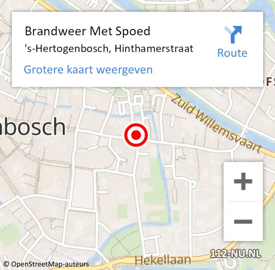 Locatie op kaart van de 112 melding: Brandweer Met Spoed Naar 's-Hertogenbosch, Hinthamerstraat op 2 mei 2024 19:13