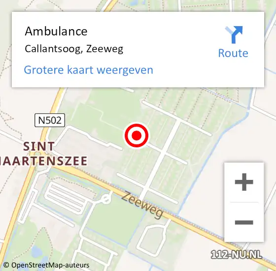 Locatie op kaart van de 112 melding: Ambulance Callantsoog, Zeeweg op 2 mei 2024 19:14