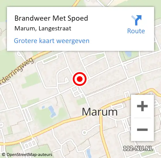 Locatie op kaart van de 112 melding: Brandweer Met Spoed Naar Marum, Langestraat op 2 mei 2024 19:17