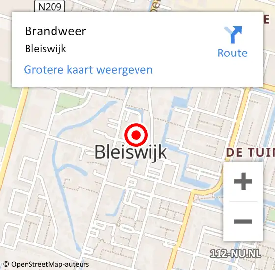Locatie op kaart van de 112 melding: Brandweer Bleiswijk op 2 mei 2024 19:29