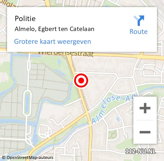 Locatie op kaart van de 112 melding: Politie Almelo, Egbert ten Catelaan op 2 mei 2024 19:30