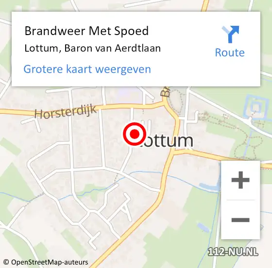 Locatie op kaart van de 112 melding: Brandweer Met Spoed Naar Lottum, Baron van Aerdtlaan op 2 mei 2024 19:38