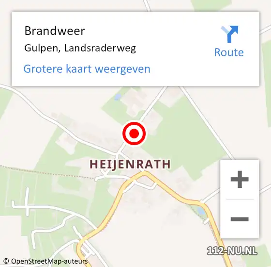 Locatie op kaart van de 112 melding: Brandweer Gulpen, Landsraderweg op 2 mei 2024 19:40