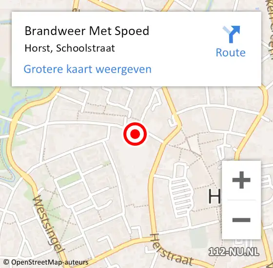 Locatie op kaart van de 112 melding: Brandweer Met Spoed Naar Horst, Schoolstraat op 2 mei 2024 19:41