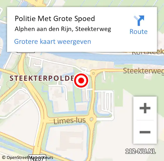 Locatie op kaart van de 112 melding: Politie Met Grote Spoed Naar Alphen aan den Rijn, Steekterweg op 2 mei 2024 19:41