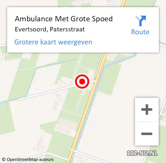 Locatie op kaart van de 112 melding: Ambulance Met Grote Spoed Naar Evertsoord, Patersstraat op 2 mei 2024 19:43