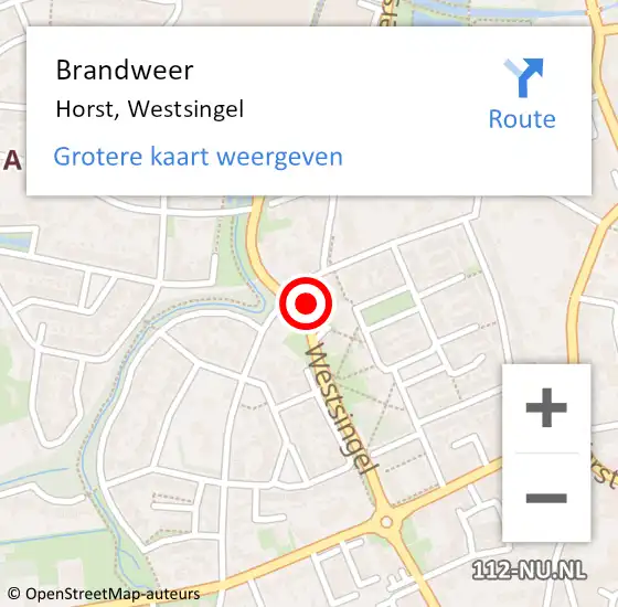 Locatie op kaart van de 112 melding: Brandweer Horst, Westsingel op 2 mei 2024 19:56