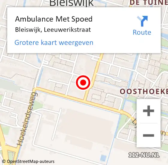 Locatie op kaart van de 112 melding: Ambulance Met Spoed Naar Bleiswijk, Leeuwerikstraat op 2 mei 2024 20:00