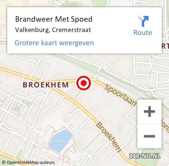 Locatie op kaart van de 112 melding: Brandweer Met Spoed Naar Valkenburg, Cremerstraat op 2 mei 2024 20:01