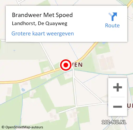 Locatie op kaart van de 112 melding: Brandweer Met Spoed Naar Landhorst, De Quayweg op 2 mei 2024 20:02