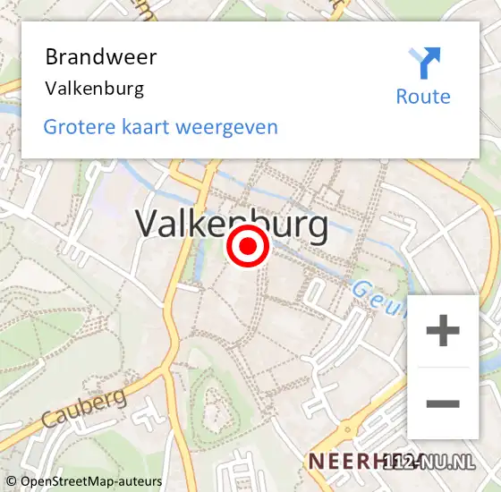 Locatie op kaart van de 112 melding: Brandweer Valkenburg op 2 mei 2024 20:03