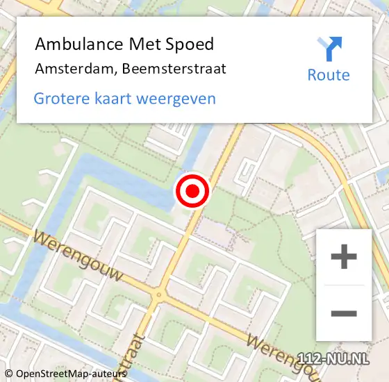 Locatie op kaart van de 112 melding: Ambulance Met Spoed Naar Amsterdam, Beemsterstraat op 2 mei 2024 20:07