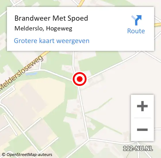 Locatie op kaart van de 112 melding: Brandweer Met Spoed Naar Melderslo, Hogeweg op 2 mei 2024 20:07