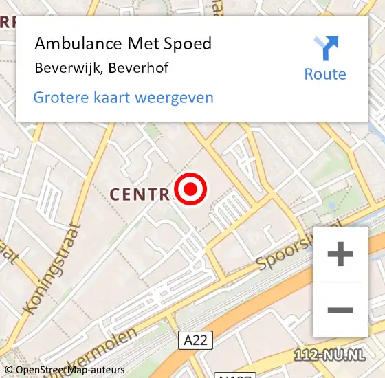 Locatie op kaart van de 112 melding: Ambulance Met Spoed Naar Beverwijk, Beverhof op 2 mei 2024 20:11