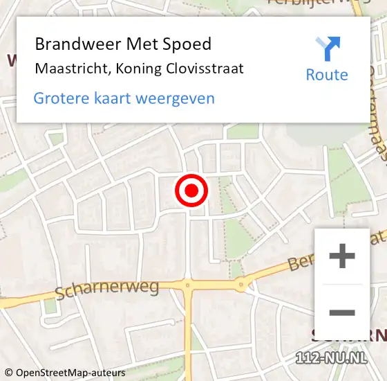 Locatie op kaart van de 112 melding: Brandweer Met Spoed Naar Maastricht, Koning Clovisstraat op 2 mei 2024 20:16