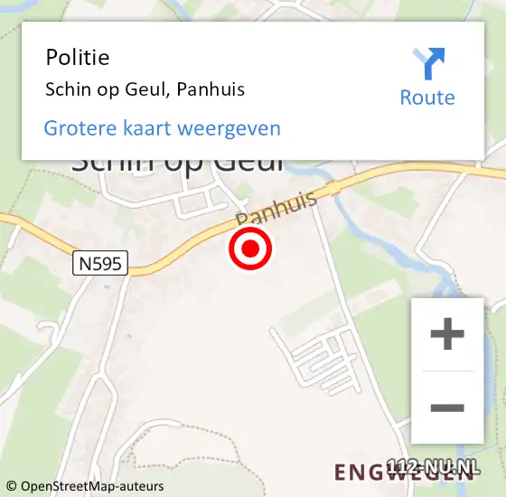 Locatie op kaart van de 112 melding: Politie Schin op Geul, Panhuis op 2 mei 2024 20:17