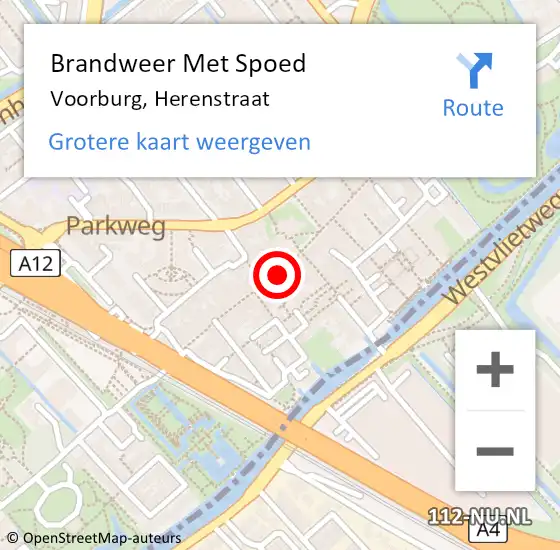 Locatie op kaart van de 112 melding: Brandweer Met Spoed Naar Voorburg, Herenstraat op 2 mei 2024 20:22